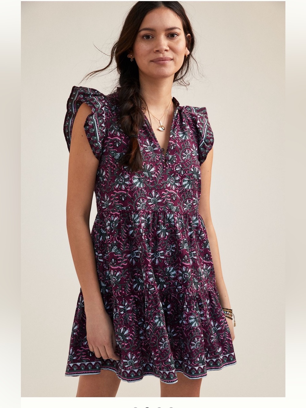 Omika purple block print dress size XS
